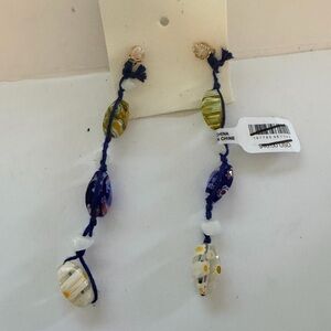 Free People Earrings Millefiori Glass Bead Dangle Festival Style NEW Ariana Ost
